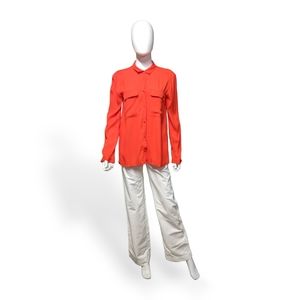Zara Basic Collection Red Orange Long Sleeve Top, S